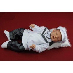  Christening/Special Occasion Baby Boy White/Gray Outfit Style JAMES