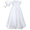 Sarah Louise Baby Girl Christening White Robe/Gown & Bonnet Style 001050S