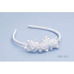 White Communion Headband with Pearls and Diamontes style OW-015