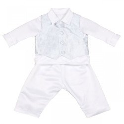 White/Blue Baby Boy Checkered Christening/Special Occasion Suit Style CR02