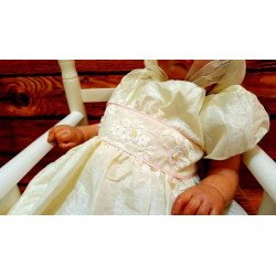 Lovely Ecru Christening/Special Occasion Dress and Bonnet style AX01