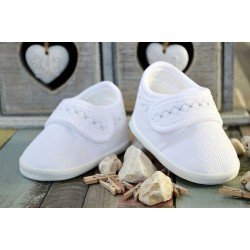 Corduroy Baby Boys Christening/Baptism White/Silver Shoes Style M008
