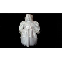 Christening Satin Baby Girl Dress in White style Kaja 