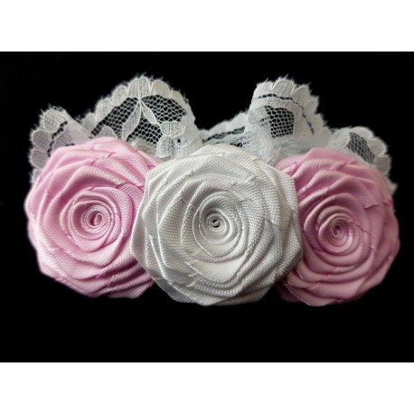 White/Pink Christening/Special Occasion Headband Style 437