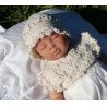 Baby Girls Christening/Special Occasion Ivory Crochet Bonnet Style IVORY FLOWER