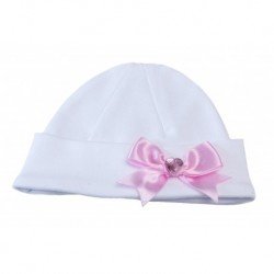 White/Pink Christening/Special Occasion Bonnet Style BONNET SUSAN