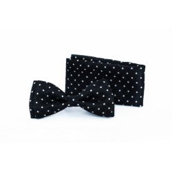 Black/White First Holy Communion Bowtie and Pocket Square Style F 17