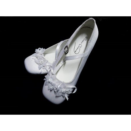 Mireio Couture snow white satin communion/flower girl shoes Style Saskia