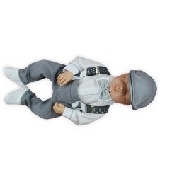 White/Gray Christening/Special Occasion Suit Style SIGMUND GREY WITH SUSPENDERS