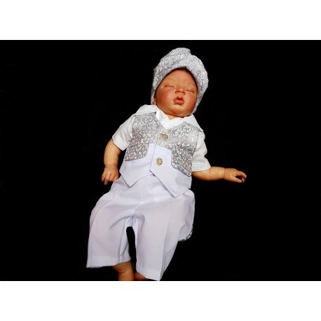 White/Silver Christening Suit Style TOBY