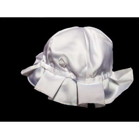 Pretty White Satin Traditional Look Bonnet/Hat for Baby Girl Style Bonnet02