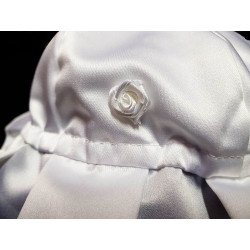 Pretty White Satin Traditional Look Bonnet/Hat for Baby Girl Style Bonnet02