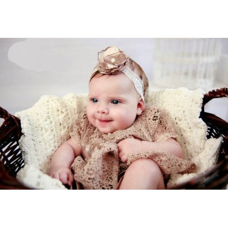 White/Beige Handmade Special Occasion Headband Style ANNETTE