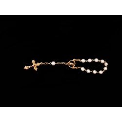 White/Gold Baptism Baby Bracelet 10th Rosary Style ROSARY 04