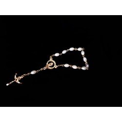 White/Gold Baptism Baby Bracelet 10th Rosary Style ROSARY 10