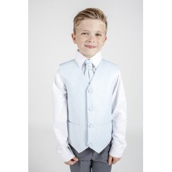 First Holy Communion/Special Occasion 5PC Grey Diamond Suit in Blue Style MARCO