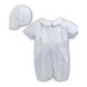 Sarah Louise Baby Boy Christening White Romper with Bonnet Style 002226