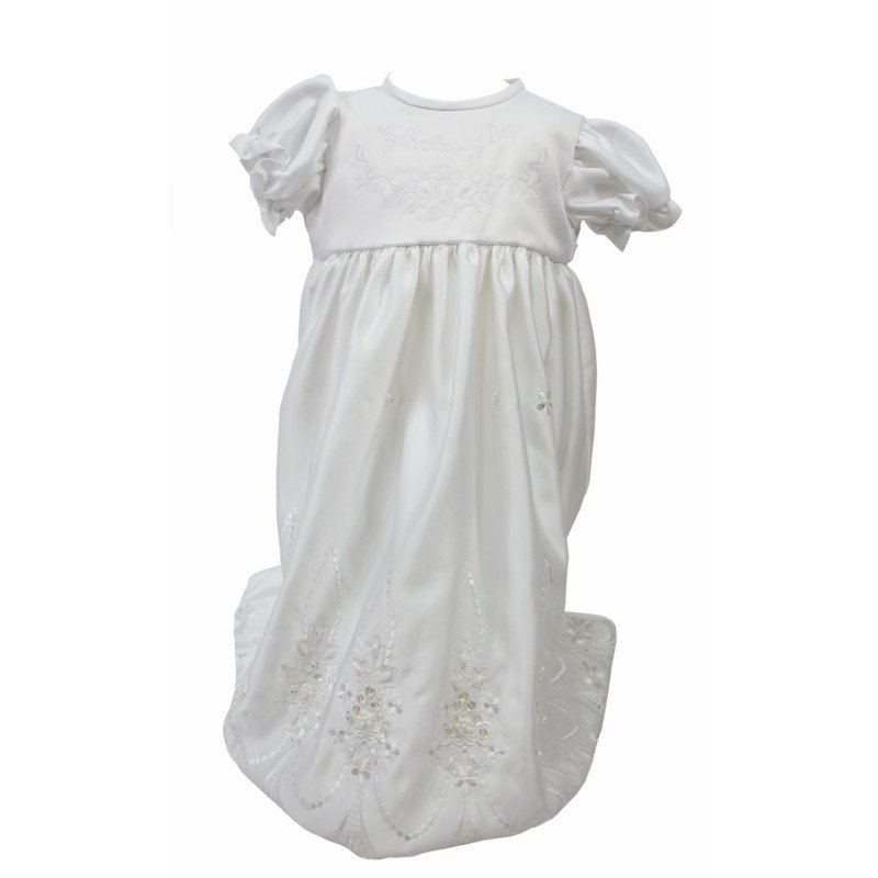 White Baby Girl Christening Gown Style G008