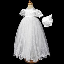 White Baby Girl Christening Gown Style G005