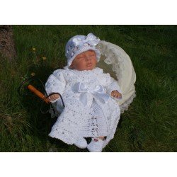 Baby Girl Christening Crochet Handmade White Jacket Style DAISY