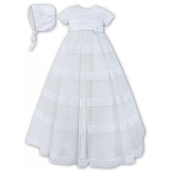 Sarah Louise White Baby Girl Christening Gown & Bonnet Style 001170