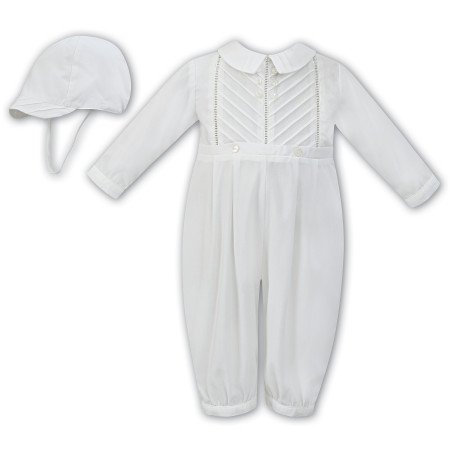 Ivory Long Sleeved Christening Romper by Sarah Louise Style 011250