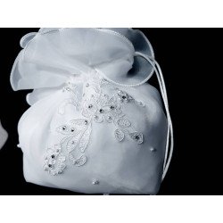 First Holy Communion Bag with Lace and Diamonds Style 4965