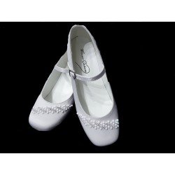 White Satin First Holy Communion Shoes Style MAISIE