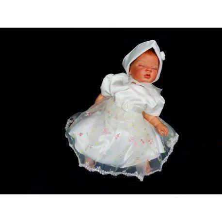 Lovely Ivory Satin Embroidered Christening/Special Occasion Dress Style CAMILA