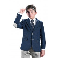 Navy/Grey First Holy Communion/Special Occasion Jacket with Grey Patches Style 10-04020