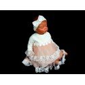 Ivory/Pink Christening/Special Occasion Dress & Headband Style 4067