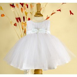 White Christening/Flower Girl/Special Occasions Tulle Baby Girl Dress with Sequinned Sash Cindy by Sevva