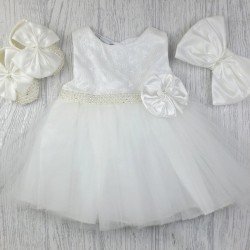 Ivory Christening/Baptism Dress, Headband & Shoes Style 05003