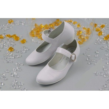 White Leather First Holy Communion Shoes Style 902