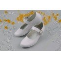 White Leather First Holy Communion Shoes Style 902