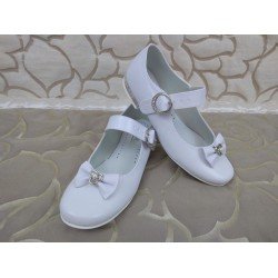 White Leather First Holy Communion Shoes Style 811