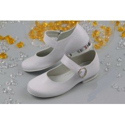 White Leather First Holy Communion Shoes Style 812