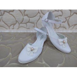 White Leather First Holy Communion Shoes Style 718