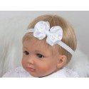 Handmade Christening Headband with Satin Bow Style 876