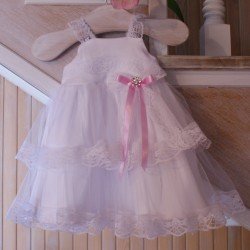 White/Pink Christening Dress Style ANTONINA