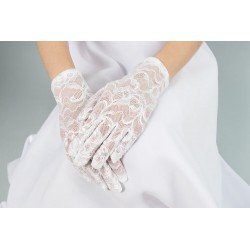 Elegant Lace White First Holy Communion Gloves Style K-91