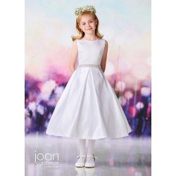 Joan Calabrese White Satin Tea-Length First Holy Communion Dress Style 119382