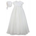 Sarah Louise Ivory Baby Girl Christening Gown & Bonnet Style 001055S