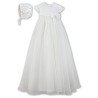 Sarah Louise Ivory Baby Girl Christening Gown & Bonnet Style 001055S