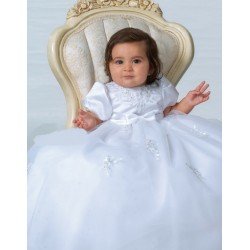 Sarah Louise White Christening Baby Girl Gown & Bonnet Style 001054