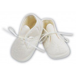 LOVELY IVORY BABY BOY SATIN CHRISTENING SHOES BY SARAH LOUISE STYLE 004403