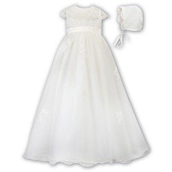 Sarah Louise Ivory Christening Gown & Bonnet Style 001163