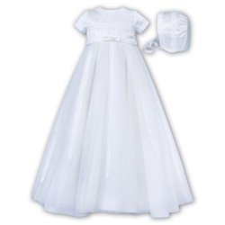 Sarah Louise White Christening Gown & Bonnet Style 001149