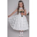 Handmade White First Holy Communion Ballerina Length Dress Style VITALIA