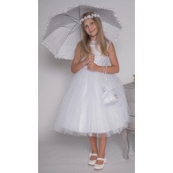 White Handmade Ballerina Length First Holy Communion Dress Style VIERA